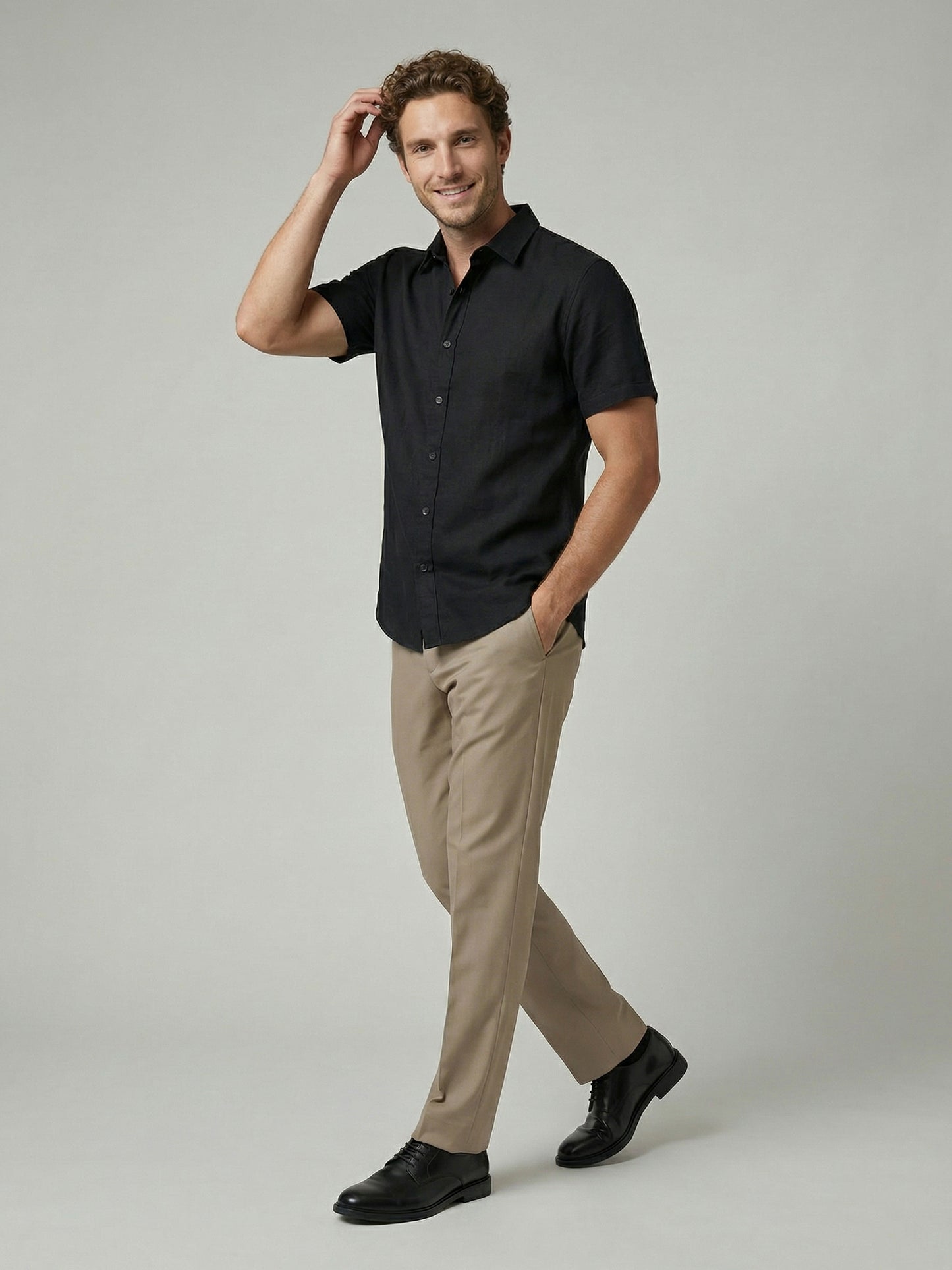 Celio Men Black Solid Regular Fit Cotton Shirts