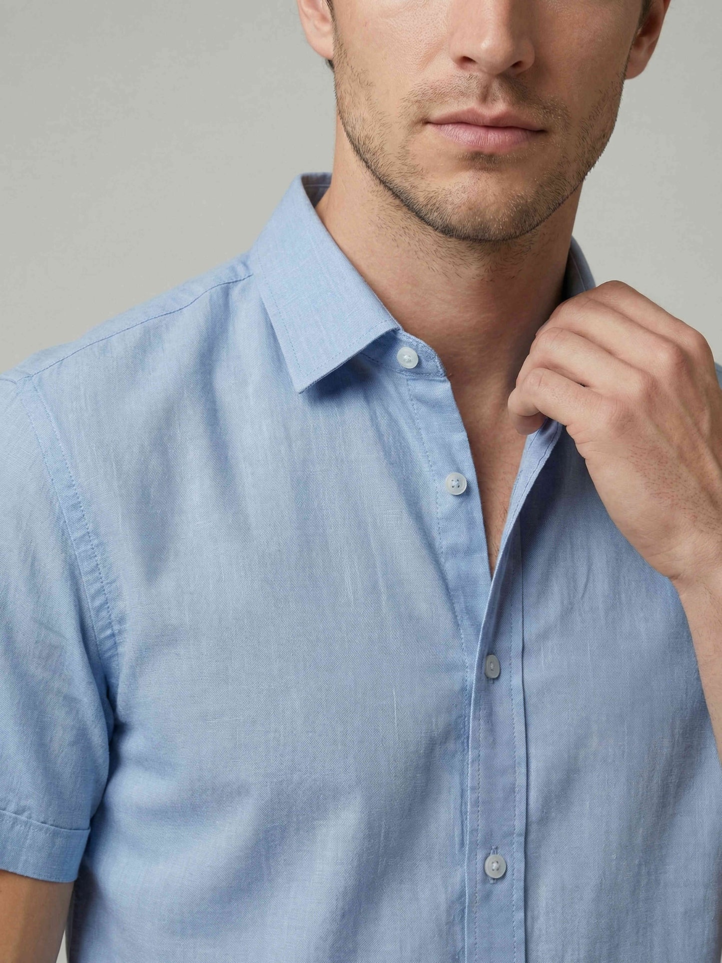 Celio Men Blue Solid Regular Fit Cotton Shirts