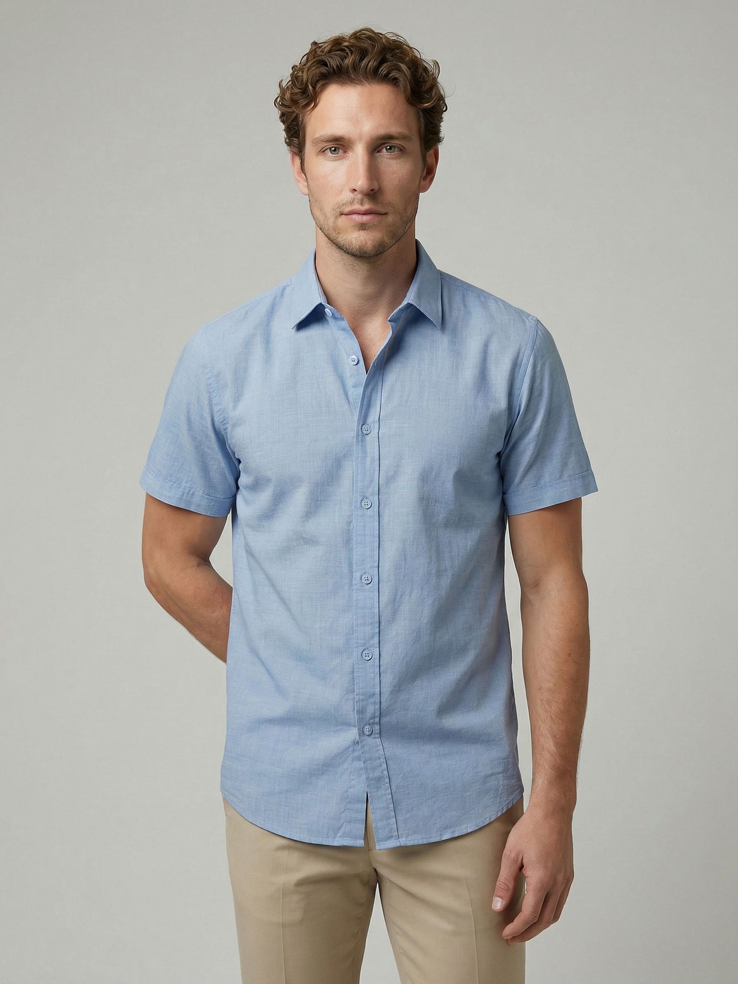 Celio Men Blue Solid Regular Fit Cotton Shirts