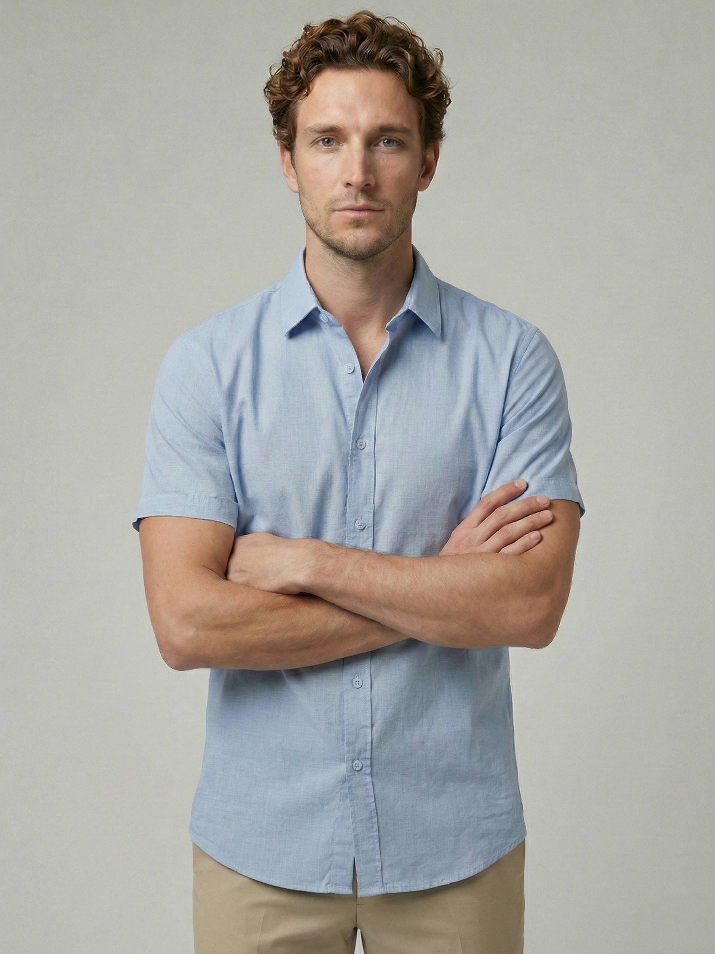 Celio Men Blue Solid Regular Fit Cotton Shirts
