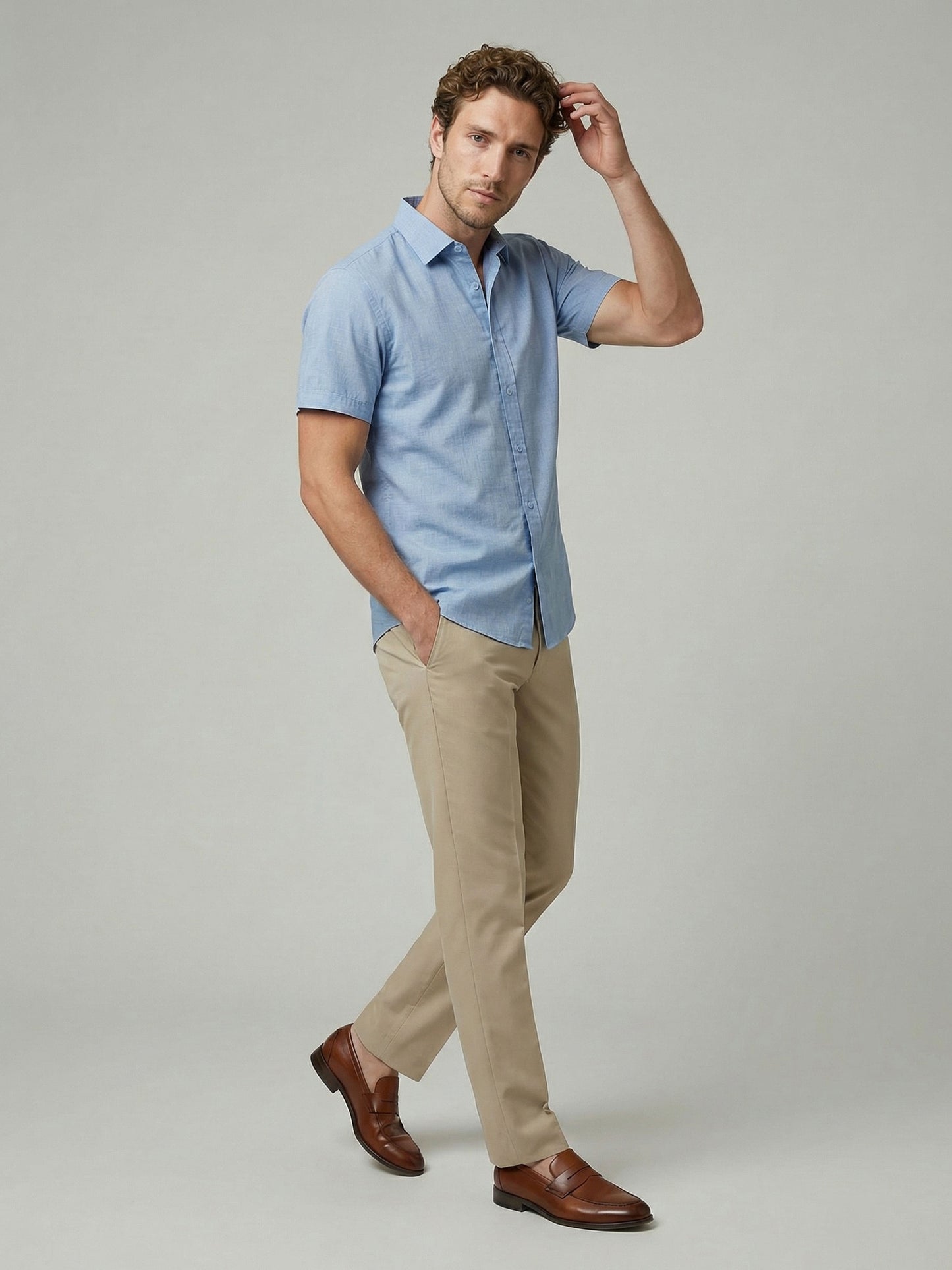 Celio Men Blue Solid Regular Fit Cotton Shirts