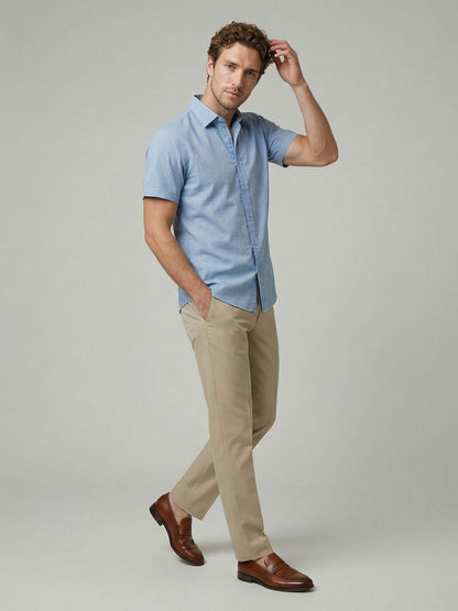 Celio Men Blue Solid Regular Fit Cotton Shirts