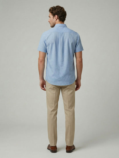 Celio Men Blue Solid Regular Fit Cotton Shirts