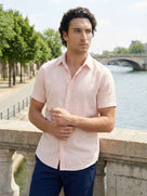 Celio Men Pink Solid Regular Fit Cotton Shirts
