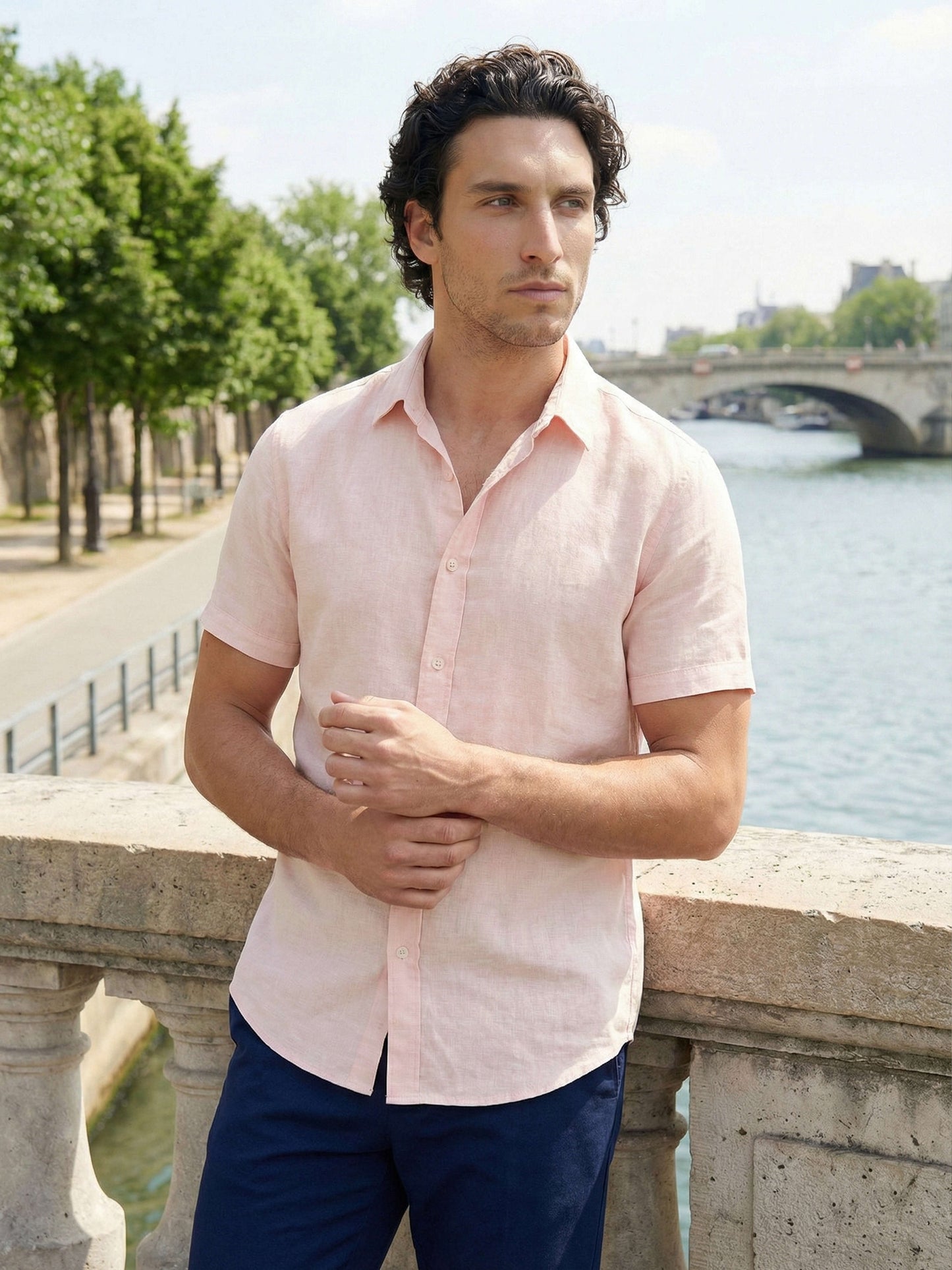 Celio Men Pink Solid Regular Fit Cotton Shirts