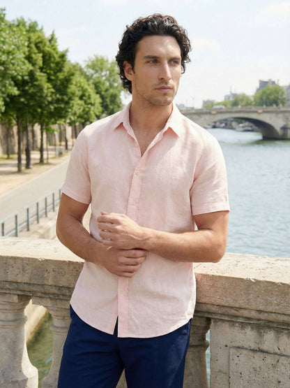 Celio Men Pink Solid Regular Fit Cotton Shirts