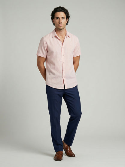 Celio Men Pink Solid Regular Fit Cotton Shirts