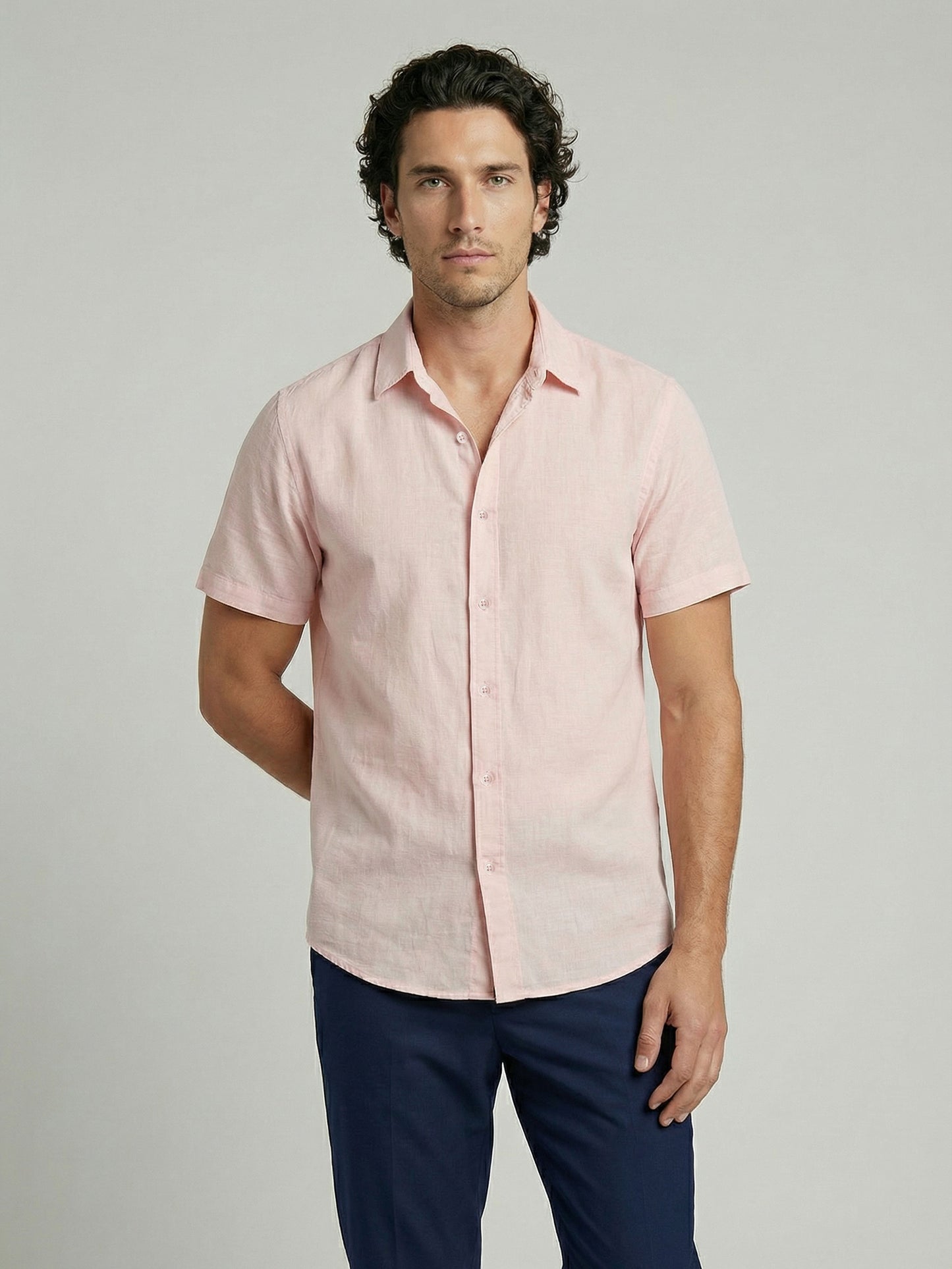 Celio Men Pink Solid Regular Fit Cotton Shirts