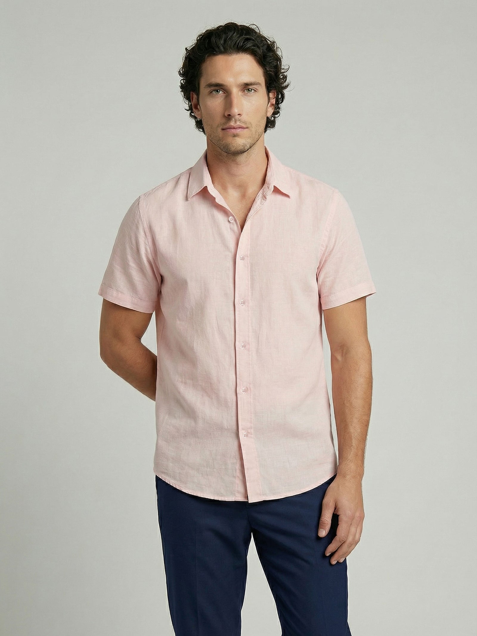Celio Men Pink Solid Regular Fit Cotton Shirts