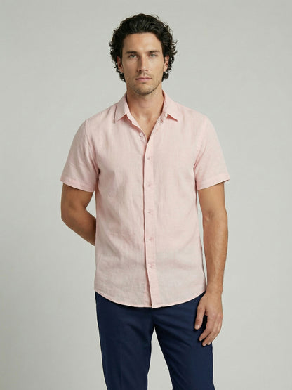 Celio Men Pink Solid Regular Fit Cotton Shirts