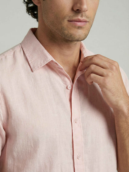 Celio Men Pink Solid Regular Fit Cotton Shirts