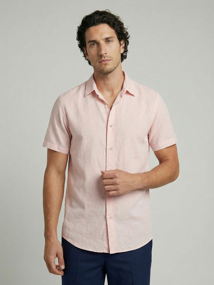 Celio Men Pink Solid Regular Fit Cotton Shirts