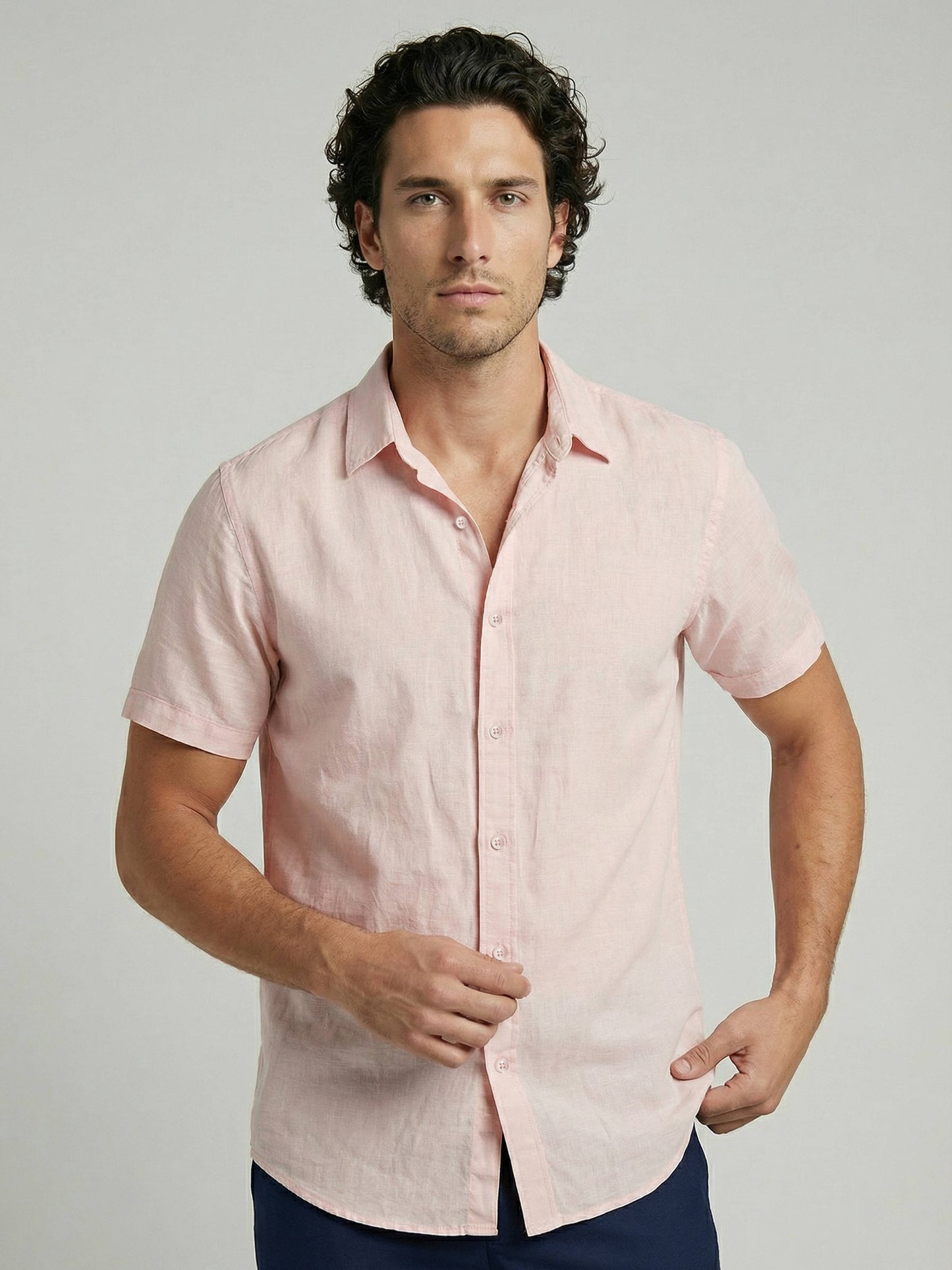 Celio Men Pink Solid Regular Fit Cotton Shirts