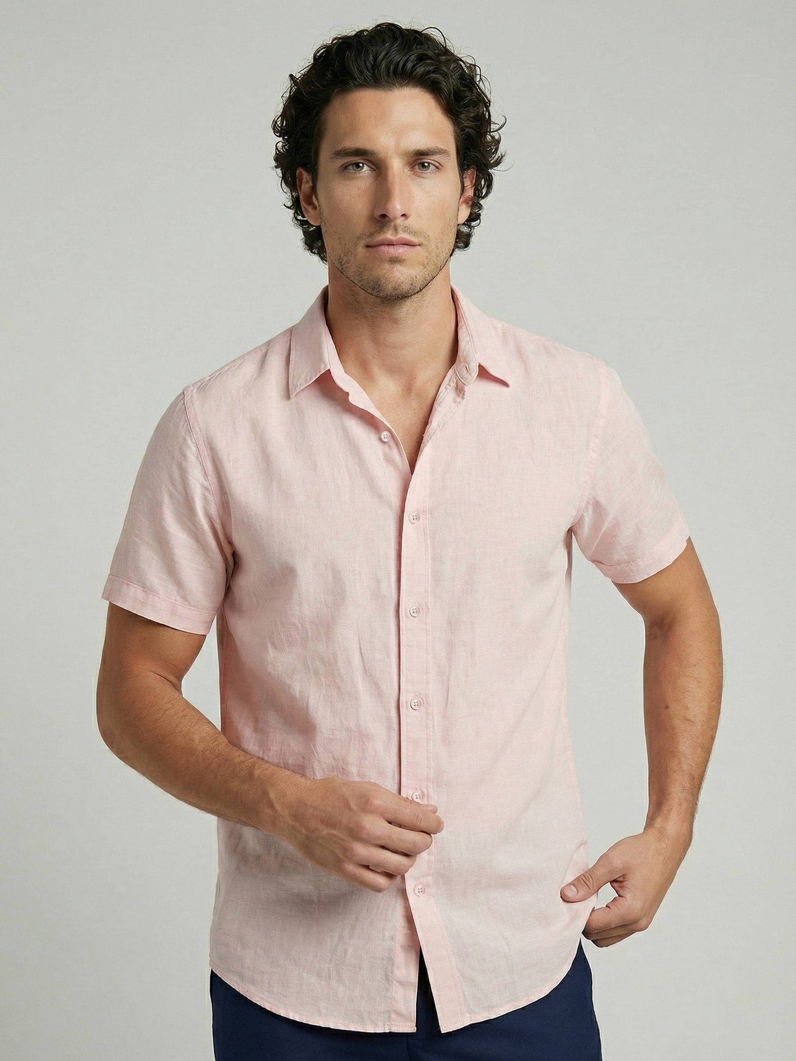 Celio Men Pink Solid Regular Fit Cotton Shirts