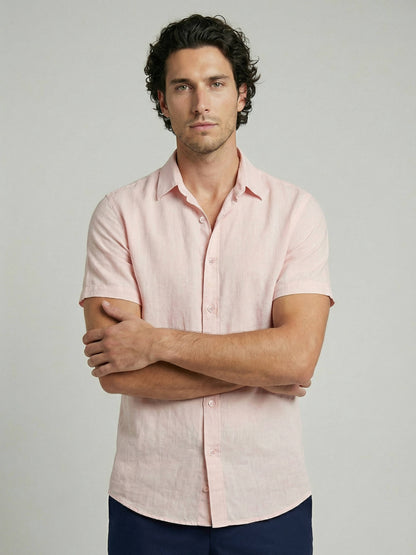 Celio Men Pink Solid Regular Fit Cotton Shirts