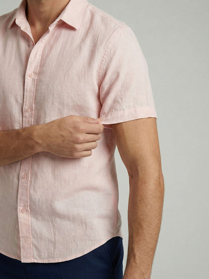 Celio Men Pink Solid Regular Fit Cotton Shirts