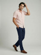 Celio Men Pink Solid Regular Fit Cotton Shirts