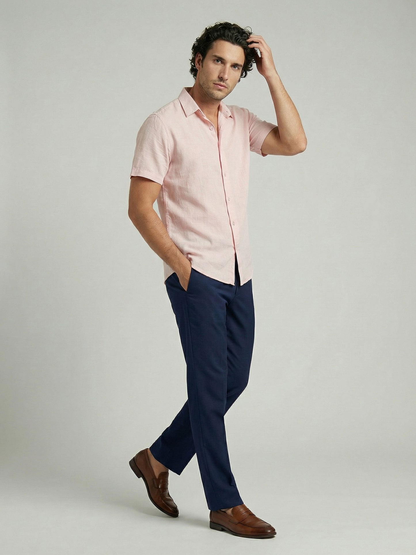 Celio Men Pink Solid Regular Fit Cotton Shirts