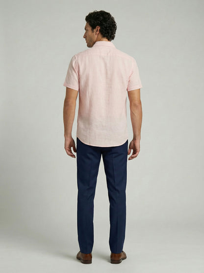 Celio Men Pink Solid Regular Fit Cotton Shirts