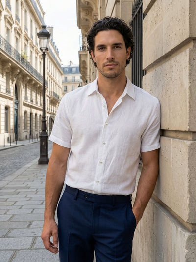 Celio Men White Solid Regular Fit Cotton Shirts