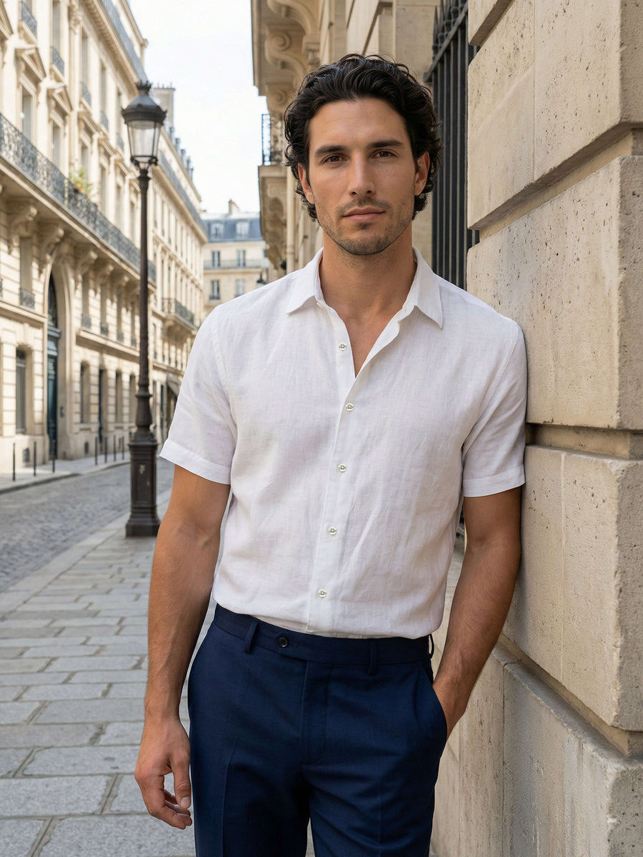 Celio Men White Solid Regular Fit Cotton Shirts