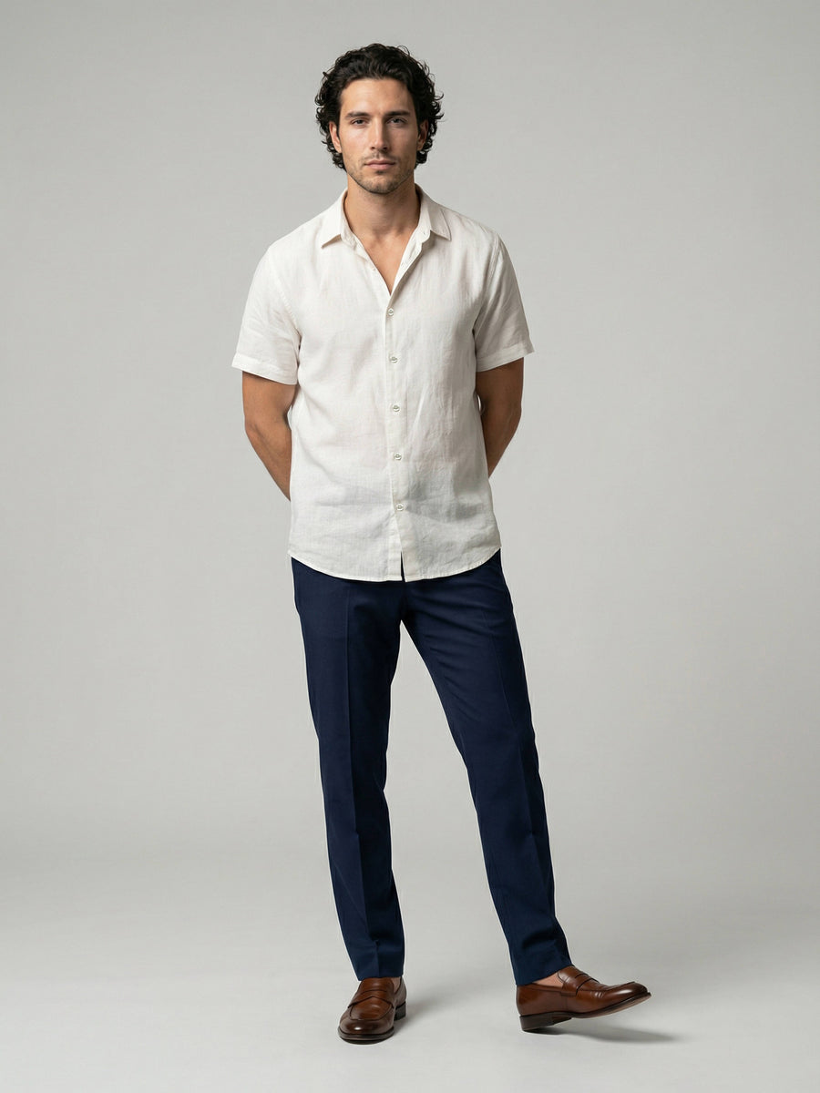 Celio Men White Solid Regular Fit Cotton Shirts