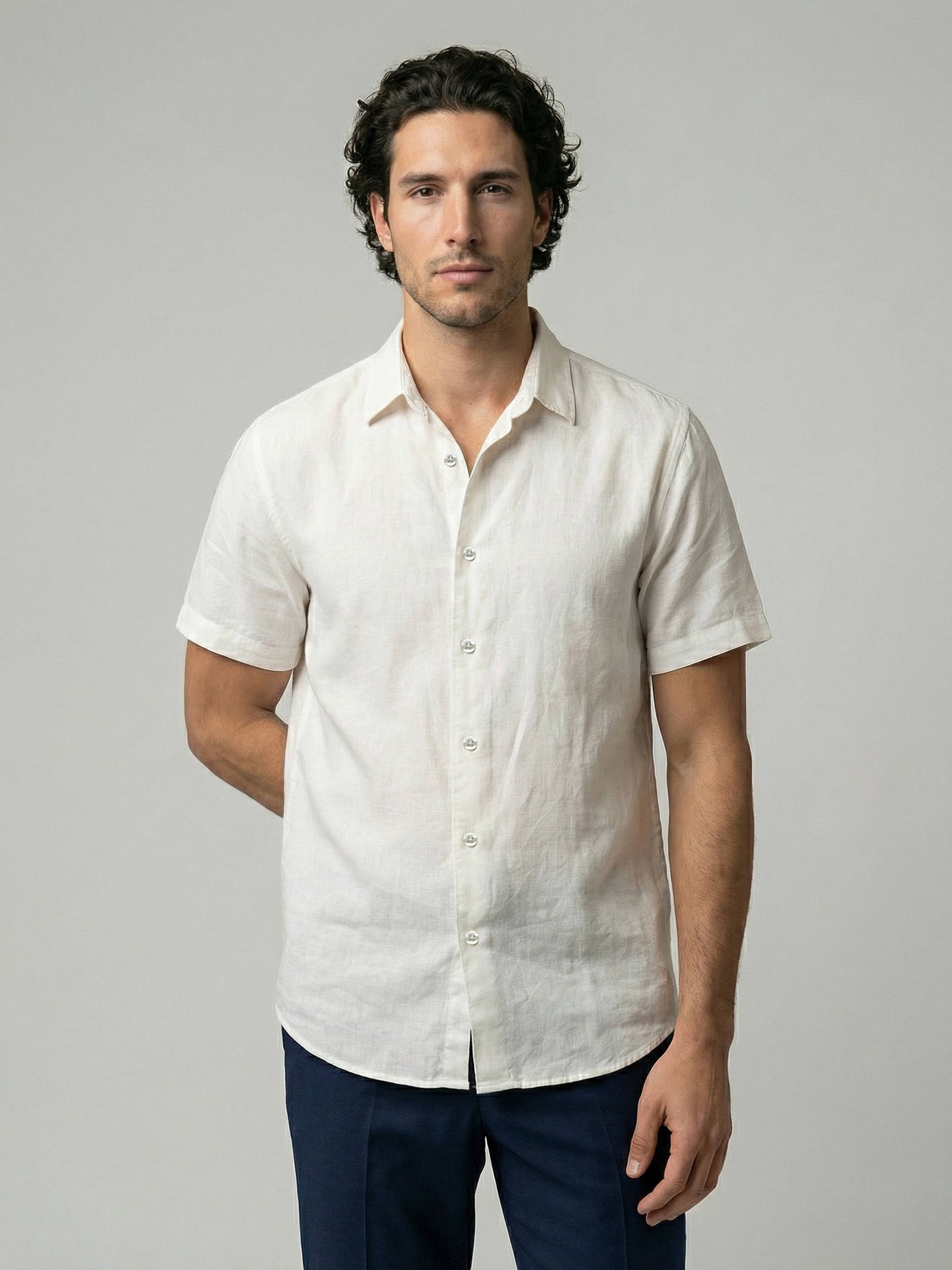 Celio Men White Solid Regular Fit Cotton Shirts