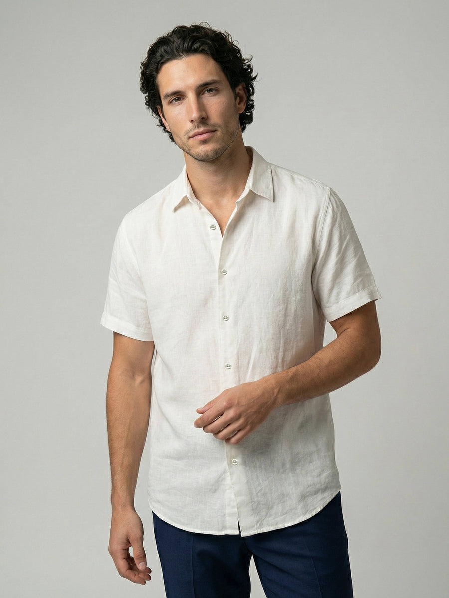Celio Men White Solid Regular Fit Cotton Shirts