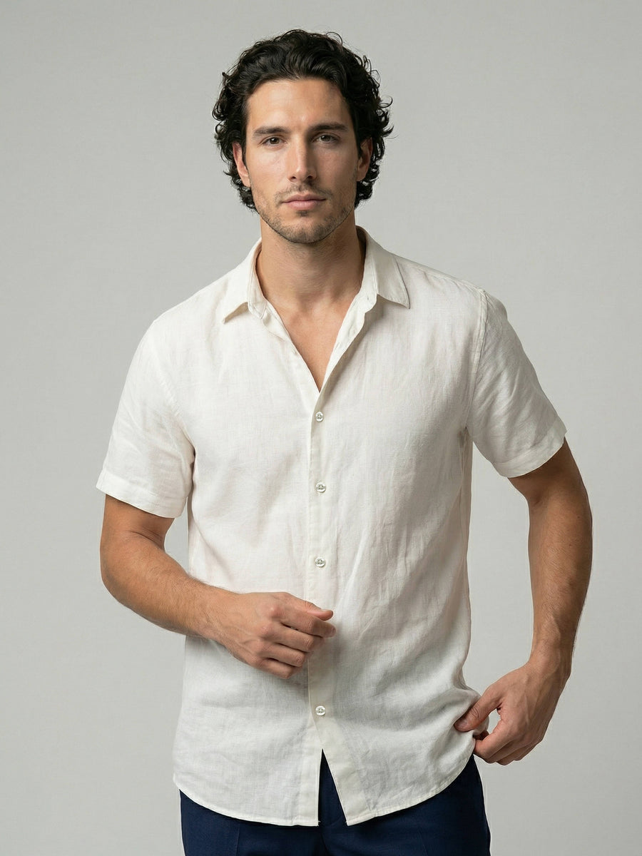 Celio Men White Solid Regular Fit Cotton Shirts