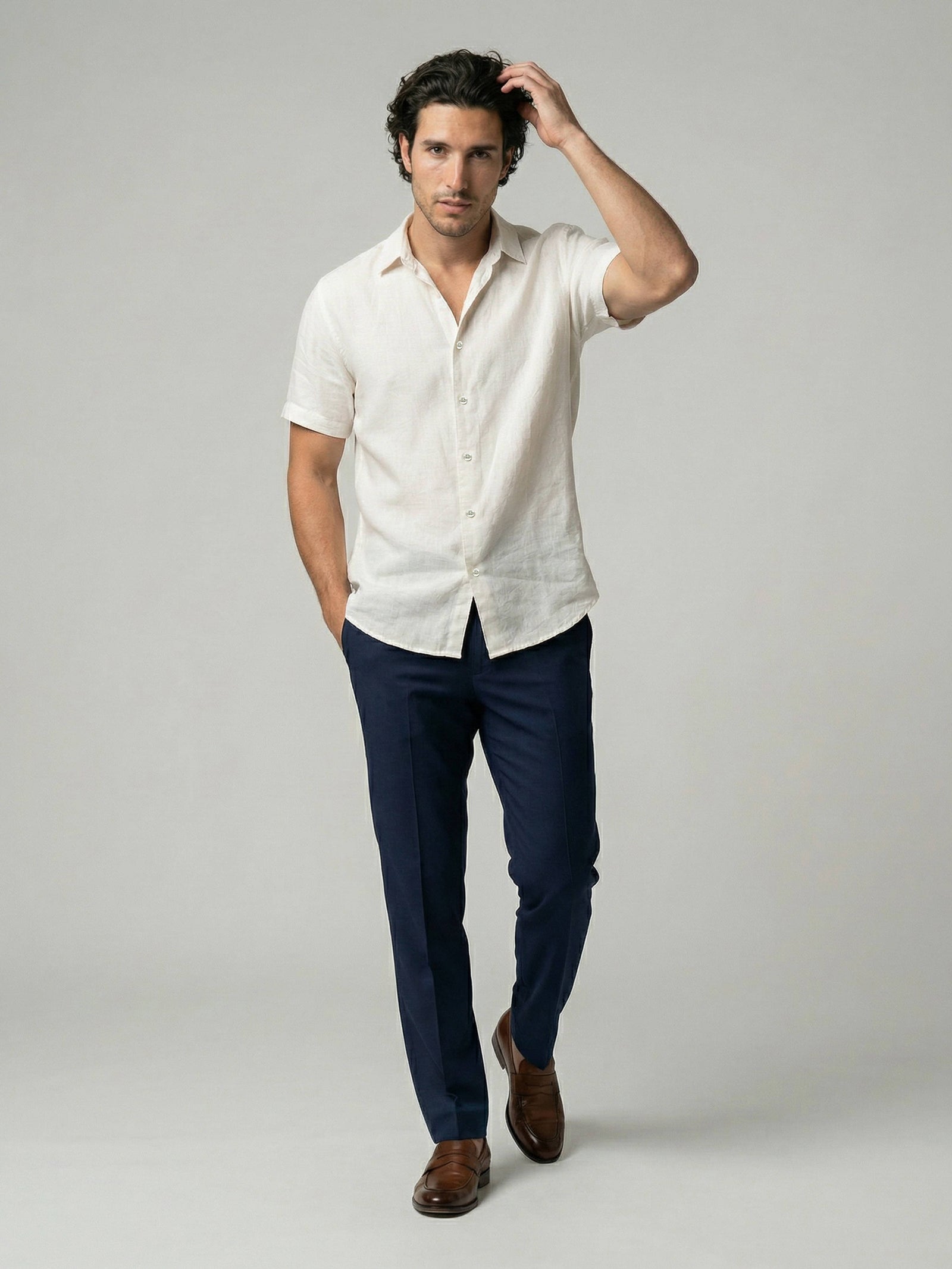 Celio Men White Solid Regular Fit Cotton Shirts