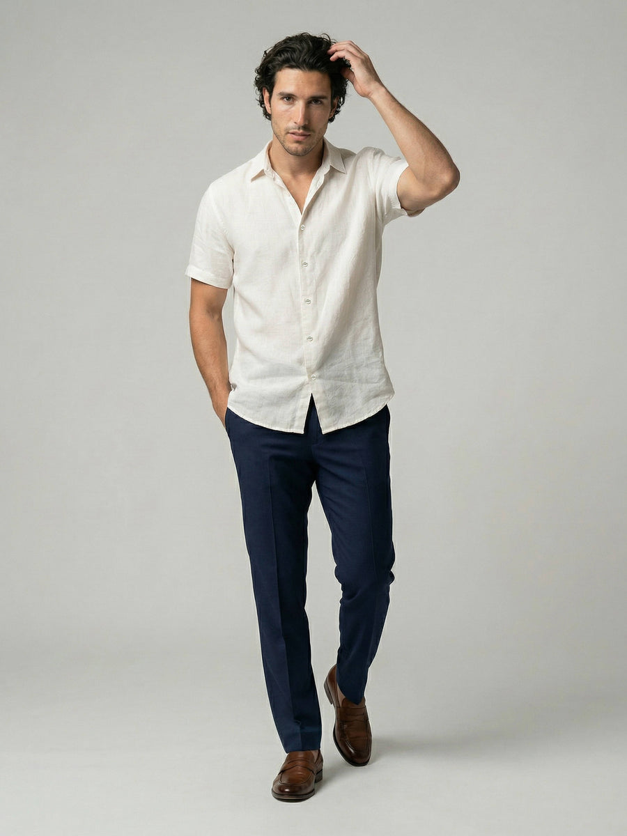 Celio Men White Solid Regular Fit Cotton Shirts