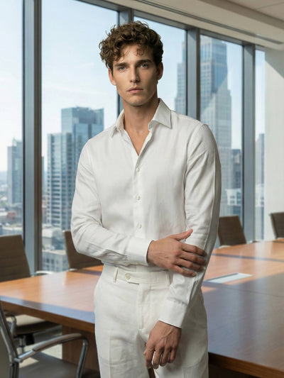 Celio* Men White Solid Slim Fit Cotton Shirts