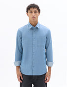 Celio Men Blue Solid Regular Fit Cotton Shirts