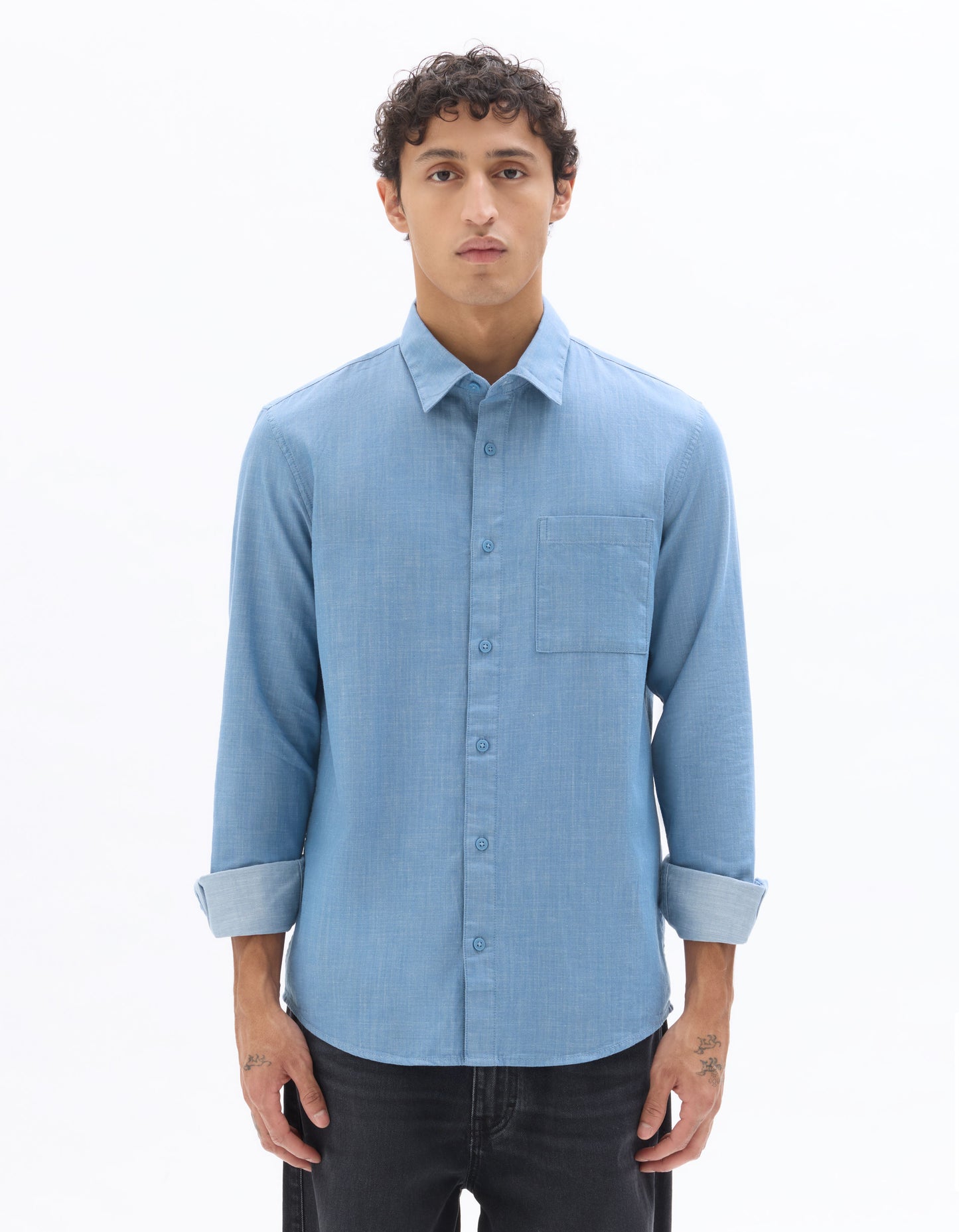 Celio Men Blue Solid Regular Fit Cotton Shirts