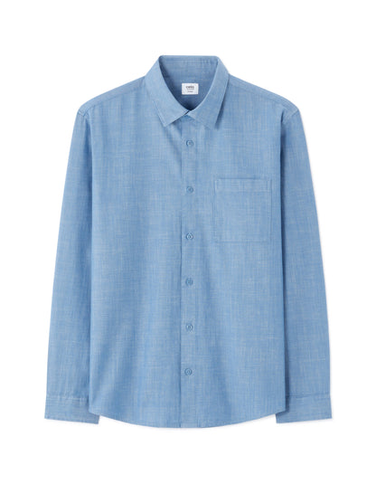 Celio Men Blue Solid Regular Fit Cotton Shirts