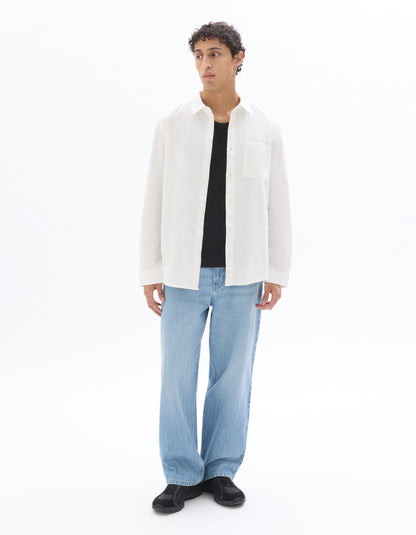 Celio Men White Solid Regular Fit Cotton Shirts