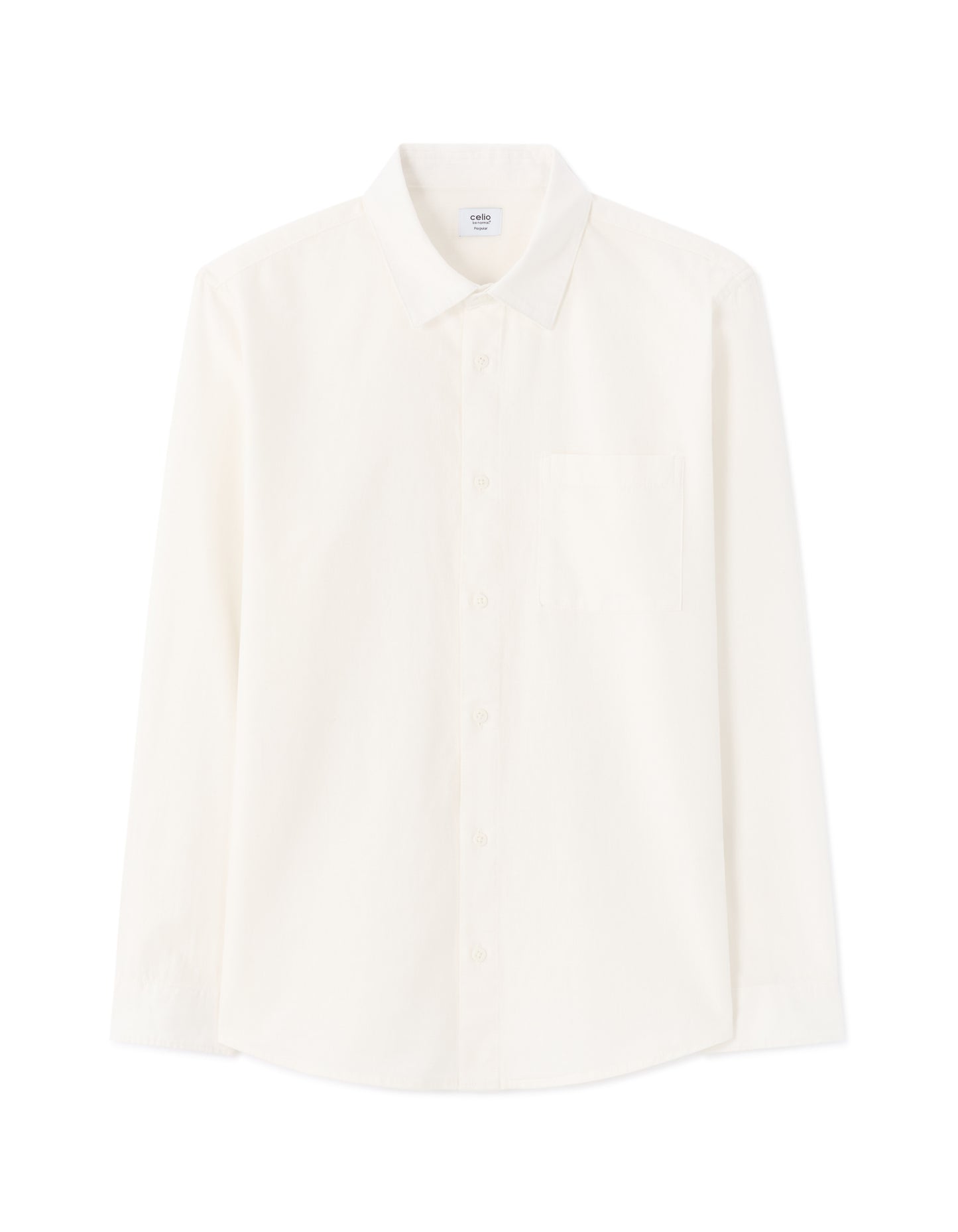 Celio Men White Solid Regular Fit Cotton Shirts