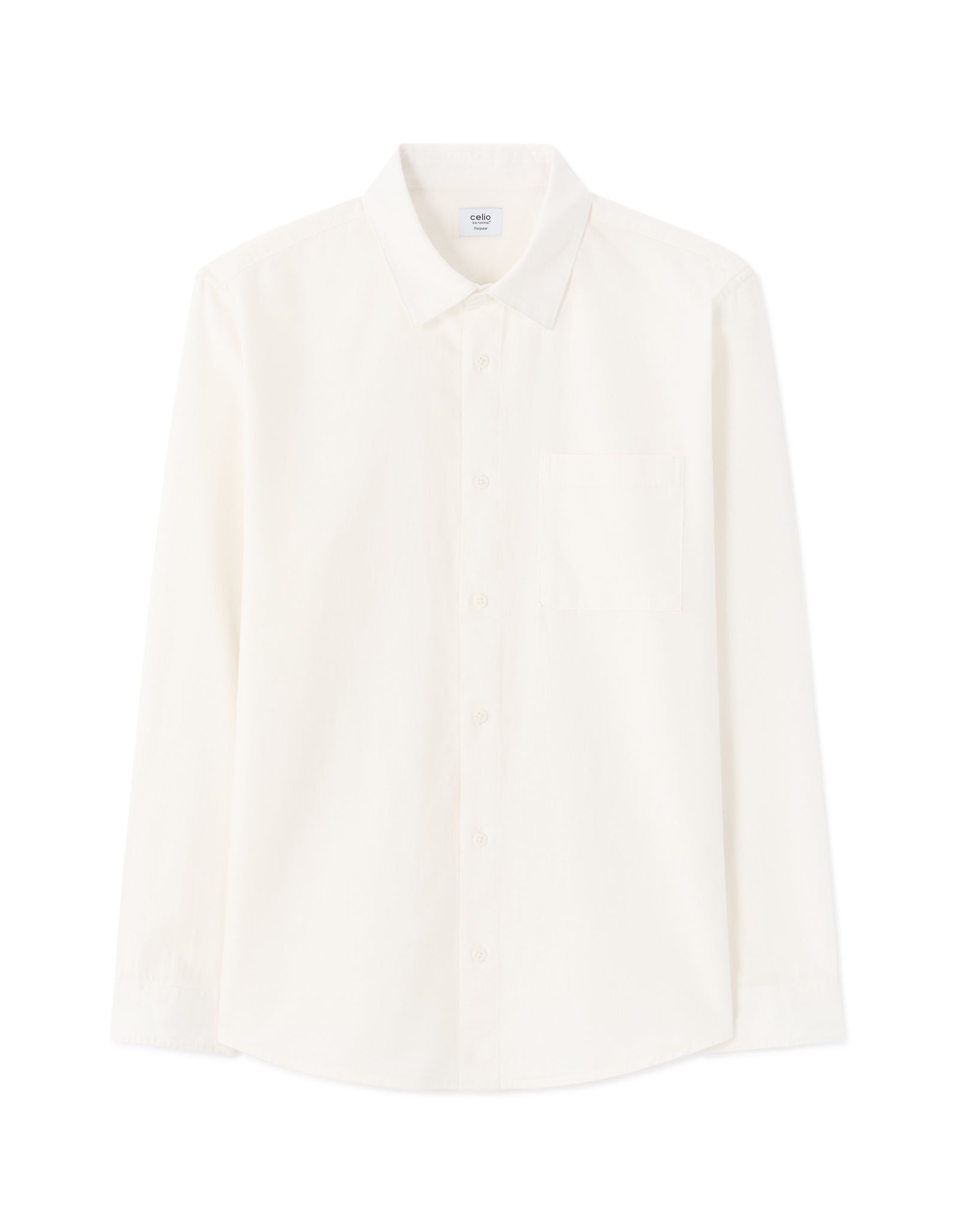 Celio Men White Solid Regular Fit Cotton Shirts