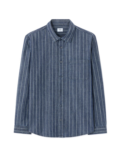 Celio Men Blue Striped Regular Fit Cotton Shirts