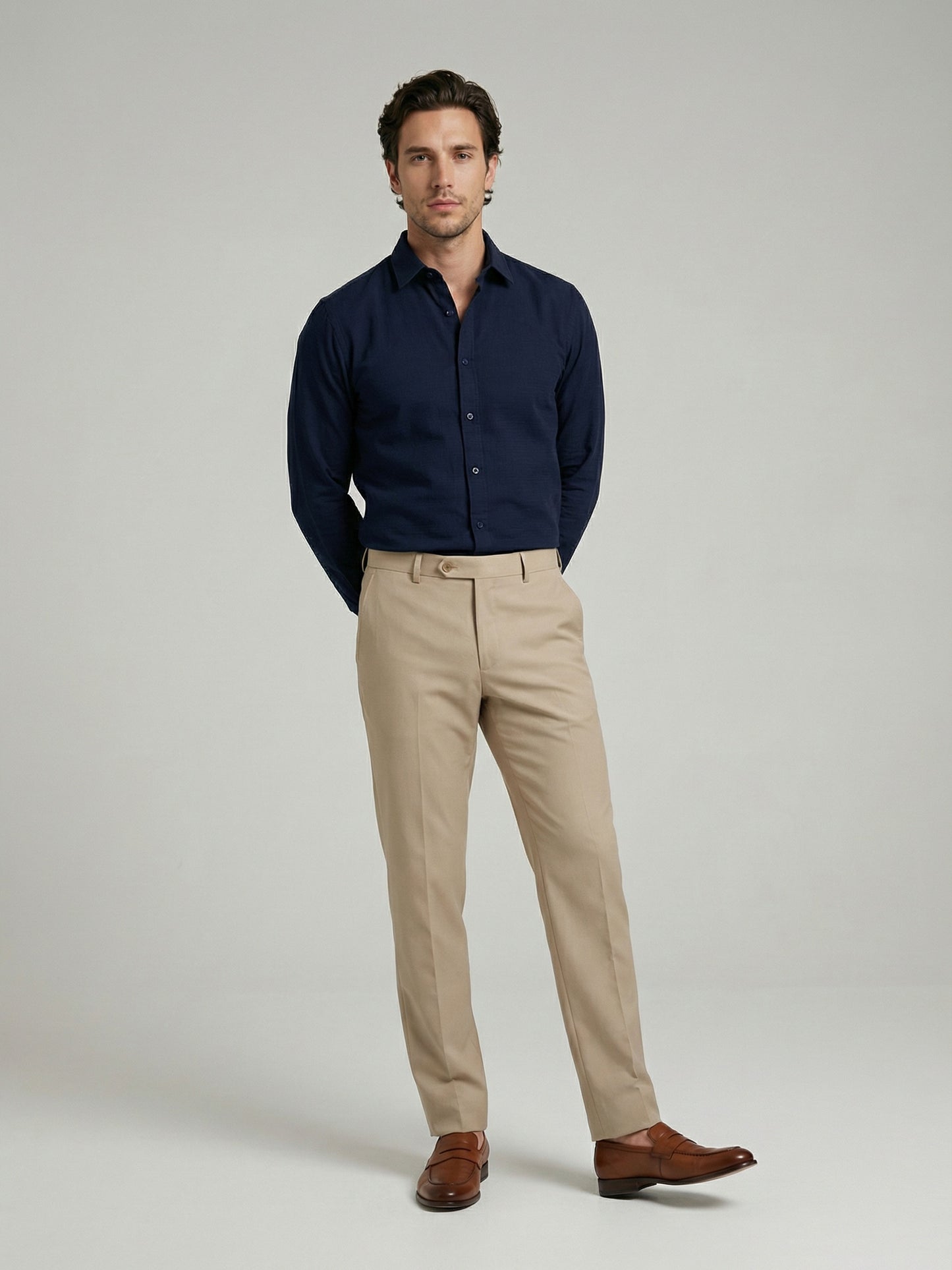 Celio Men Navy Blue Solid Regular Fit Cotton Shirts