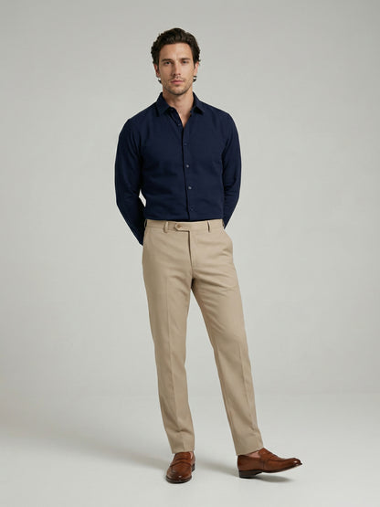 Celio Men Navy Blue Solid Regular Fit Cotton Shirts