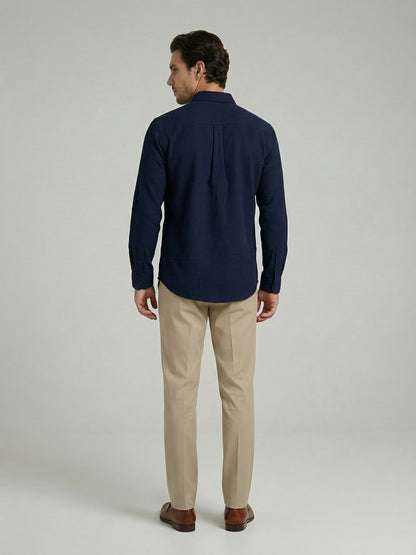 Celio Men Navy Blue Solid Regular Fit Cotton Shirts