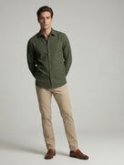 Celio* Solid Olive Cotton Men Regular Fit Shirts