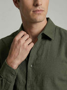 Celio* Solid Olive Cotton Men Regular Fit Shirts