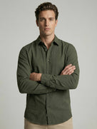 Celio* Solid Olive Cotton Men Regular Fit Shirts