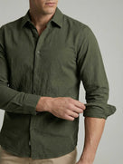 Celio* Solid Olive Cotton Men Regular Fit Shirts