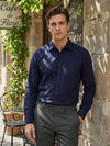 Celio* Men Navy Blue Solid Regular Fit Cotton Shirts