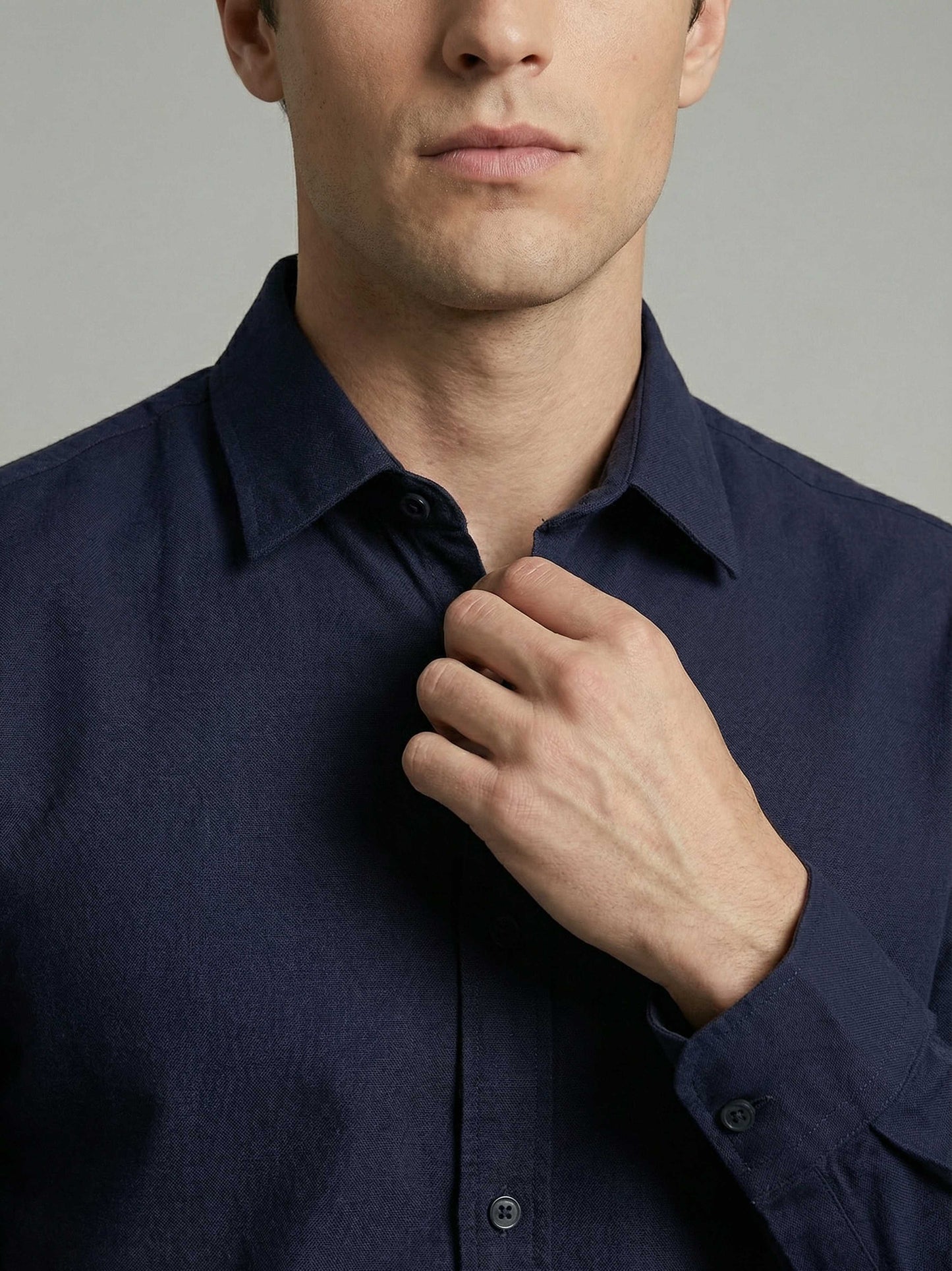 Celio* Men Navy Blue Solid Regular Fit Cotton Shirts