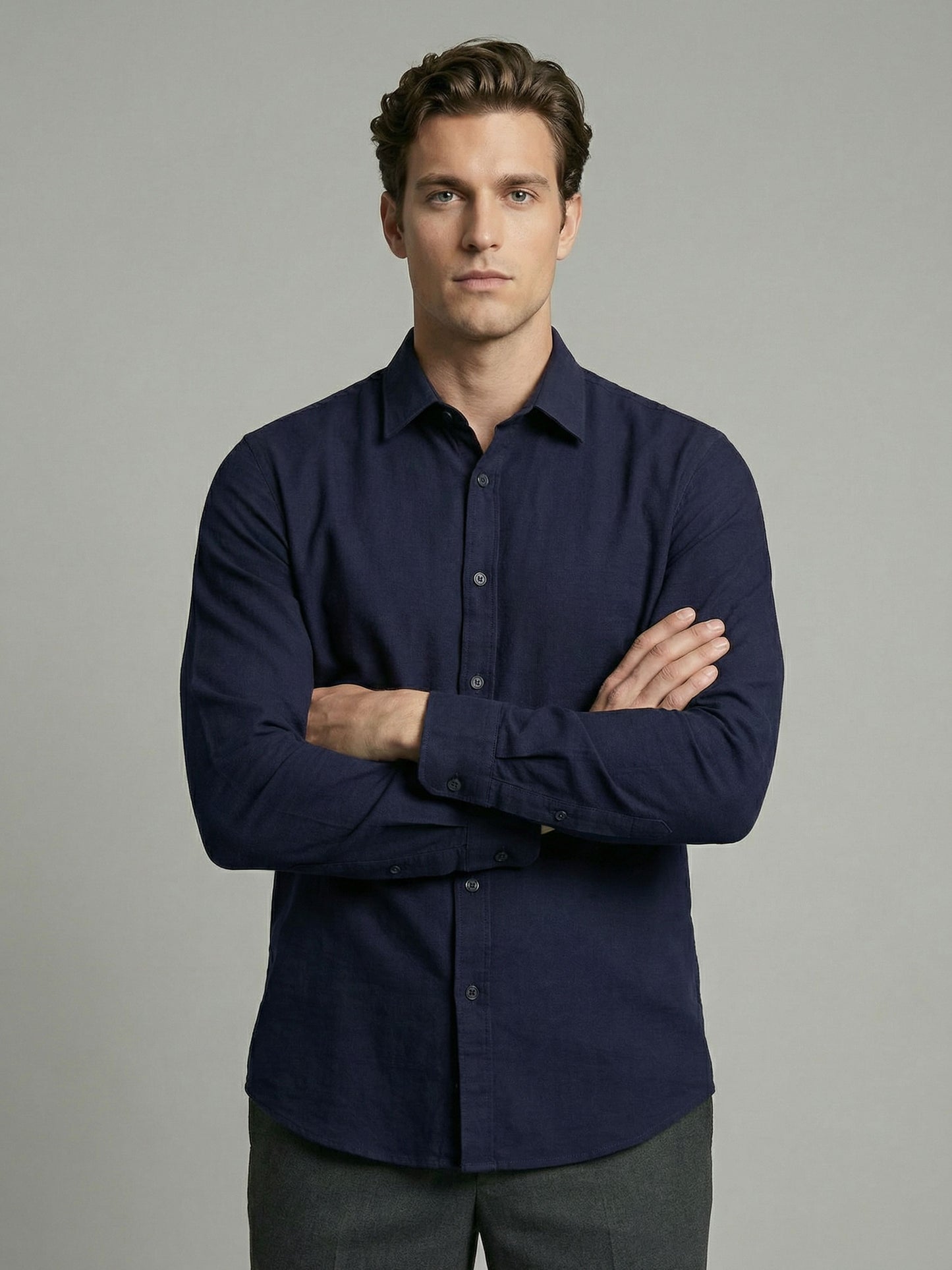 Celio* Men Navy Blue Solid Regular Fit Cotton Shirts