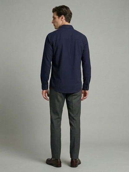 Celio* Men Navy Blue Solid Regular Fit Cotton Shirts